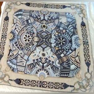 Vintage 💯 Silk Scarf Baoshidi Geometric Pattern